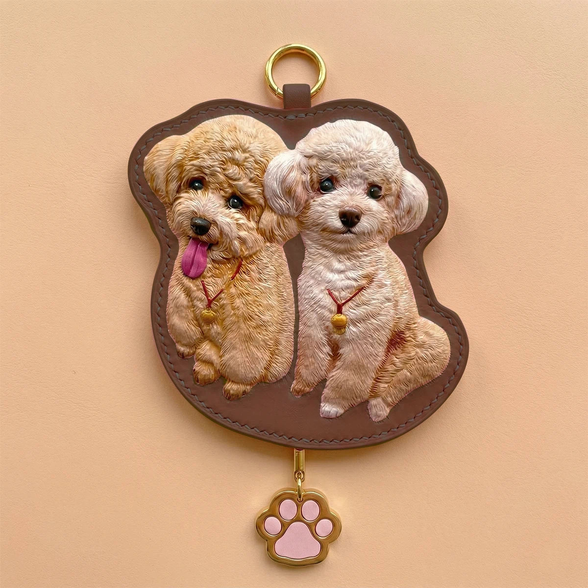 Custom Hand-Carved Leather Pet Portrait Keepsake