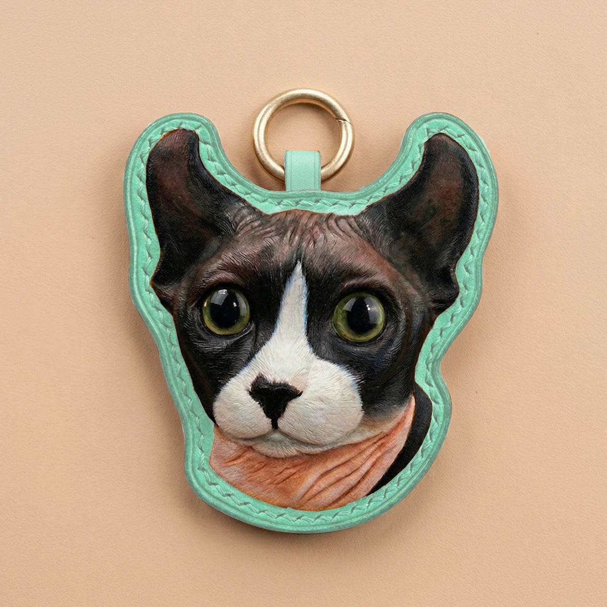 Custom Hand-Carved Leather Pet Portrait Keepsake