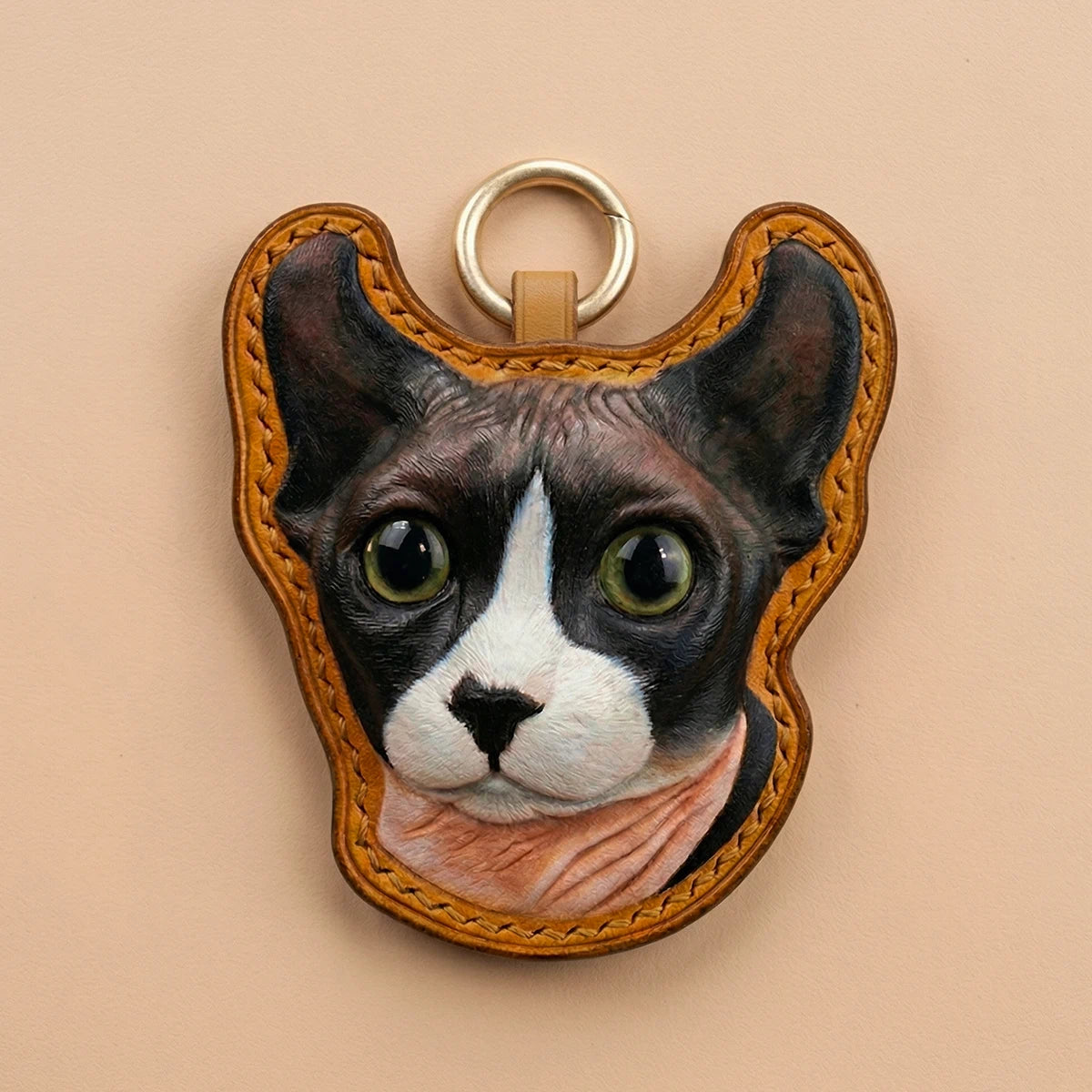 Custom Hand-Carved Leather Pet Portrait Keepsake