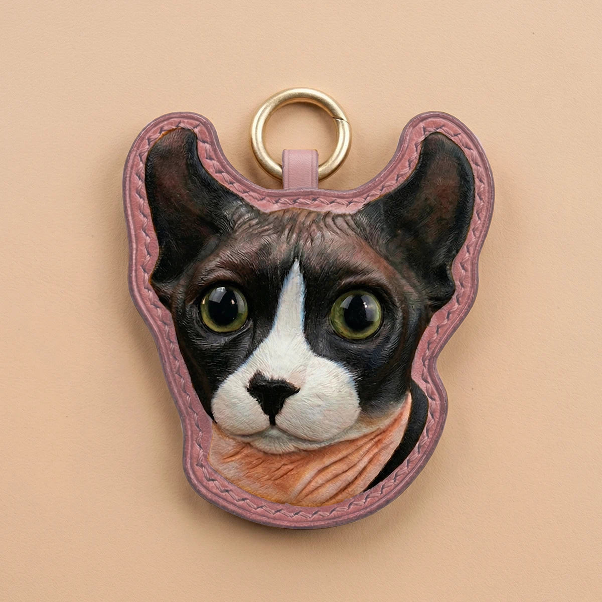 Custom Hand-Carved Leather Pet Portrait Keepsake
