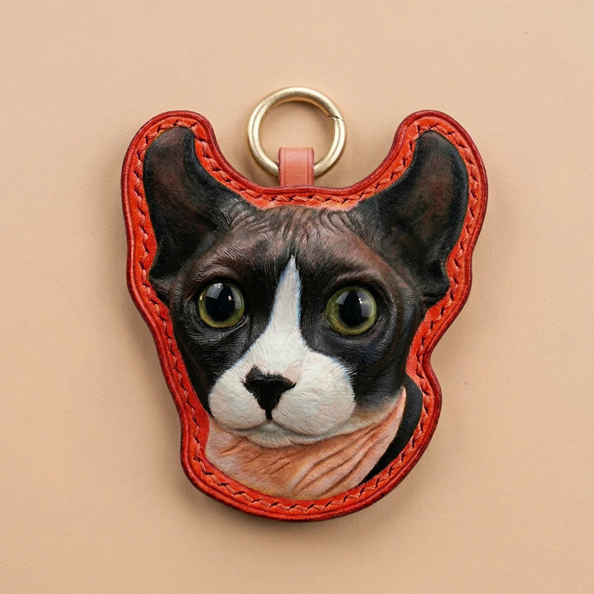Custom Hand-Carved Leather Pet Portrait Keepsake