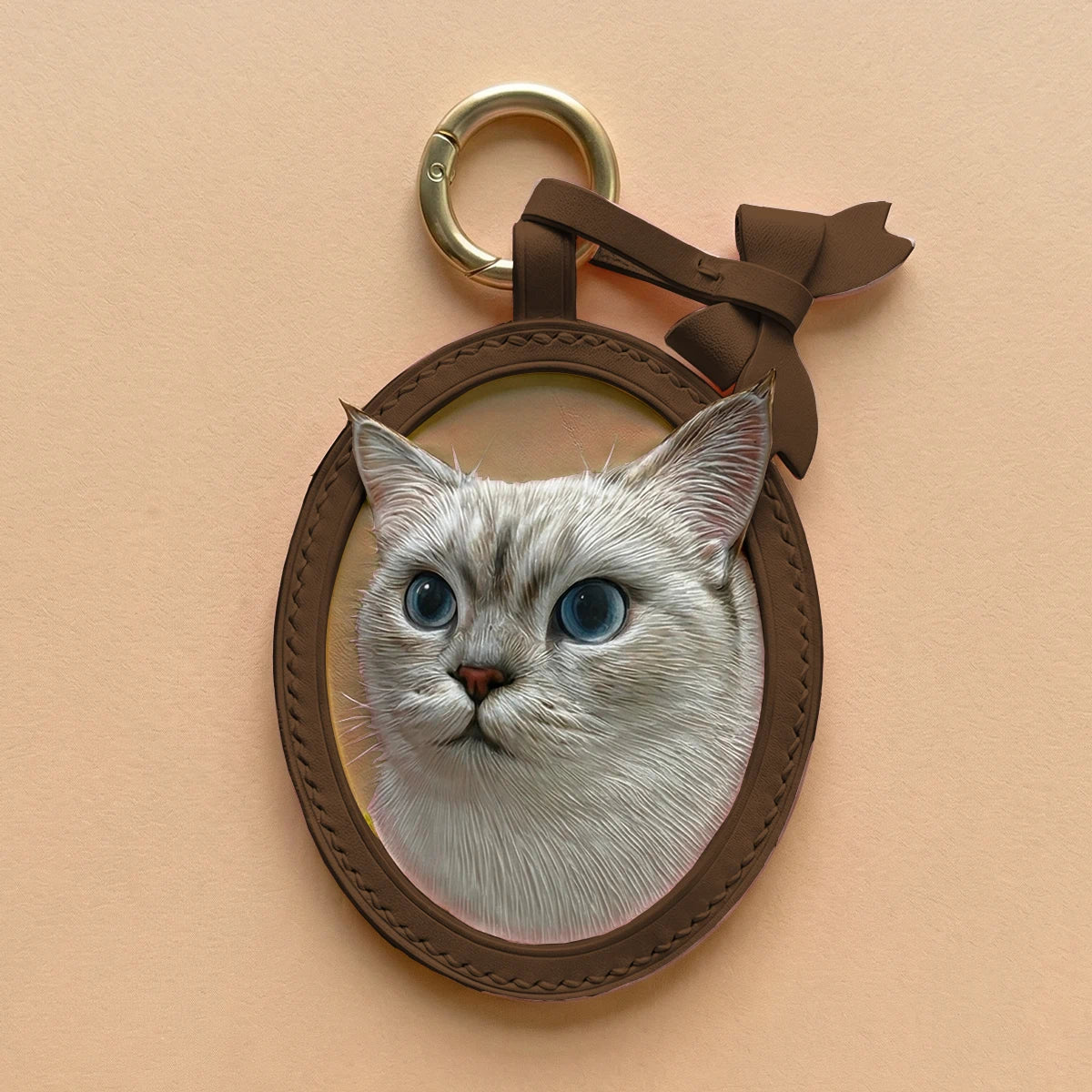 Custom Hand-Carved Leather Pet Portrait Keepsake