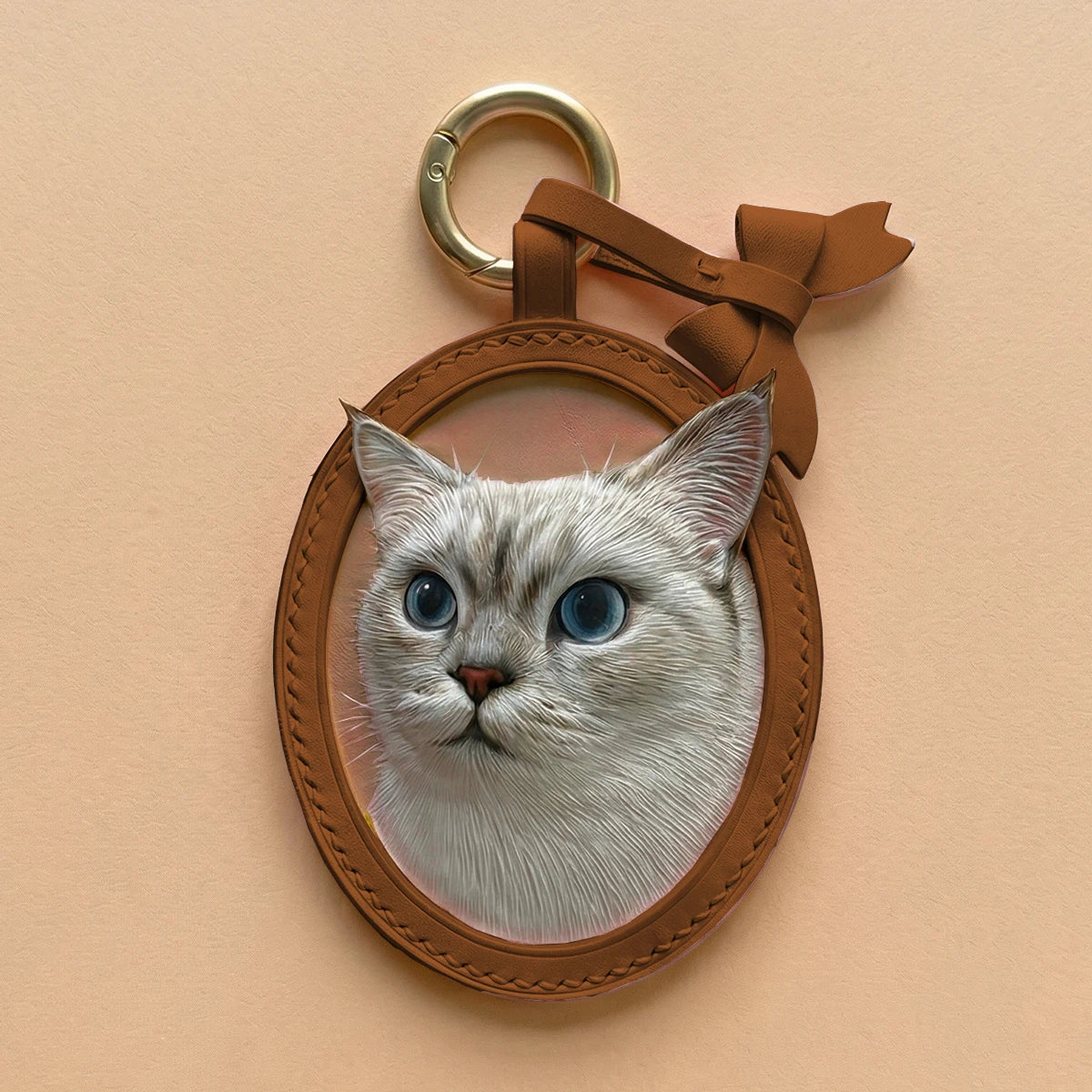 Custom Hand-Carved Leather Pet Portrait Keepsake