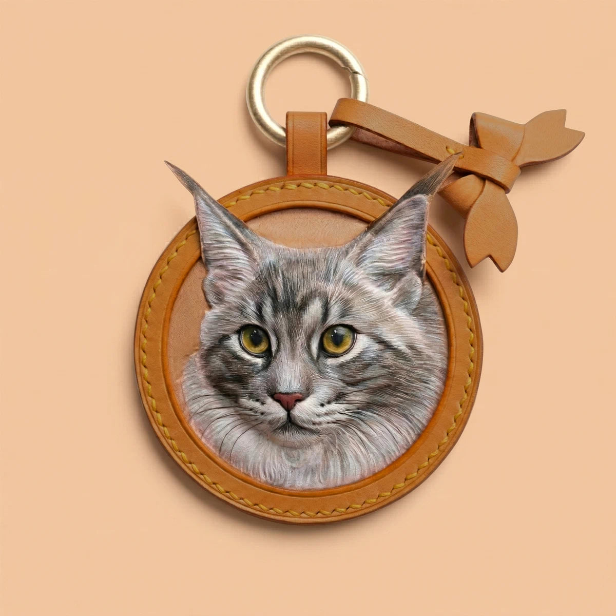 Custom Hand-Carved Leather Pet Portrait Keepsake