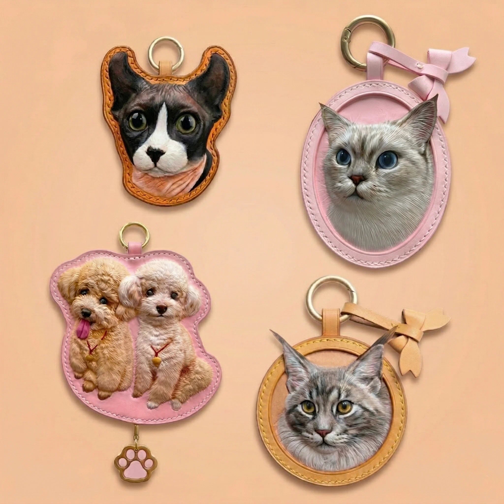 Custom Hand-Carved Leather Pet Portrait Keepsake