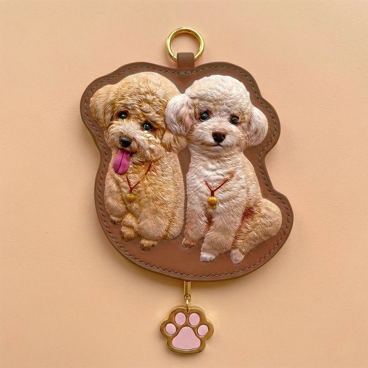 Custom Hand-Carved Leather Pet Portrait Keepsake