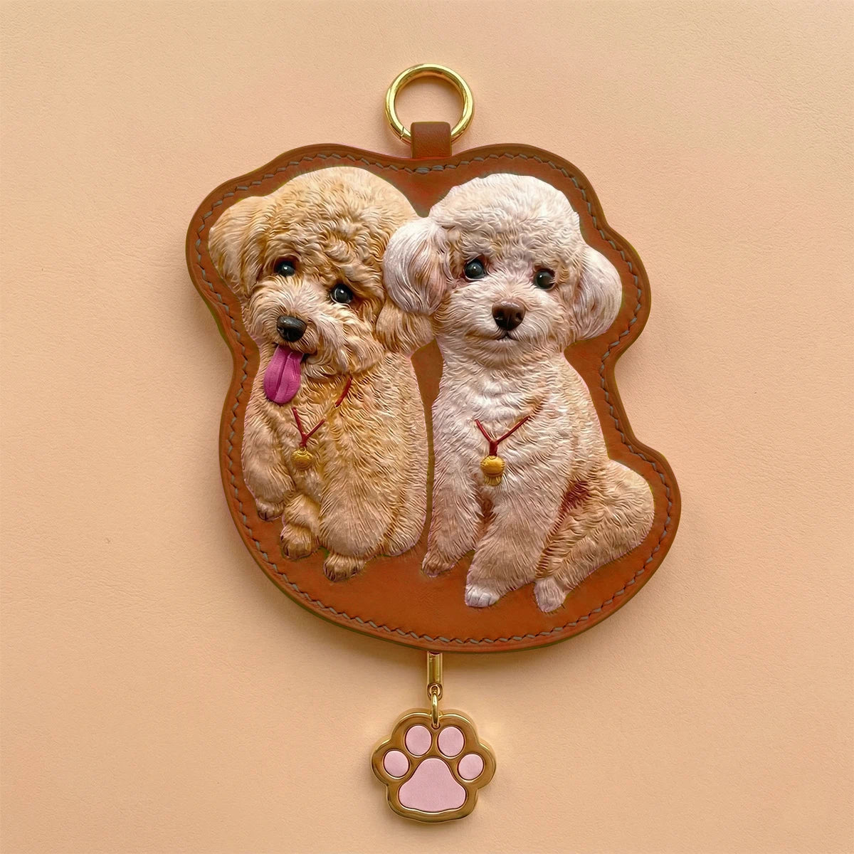 Custom Hand-Carved Leather Pet Portrait Keepsake