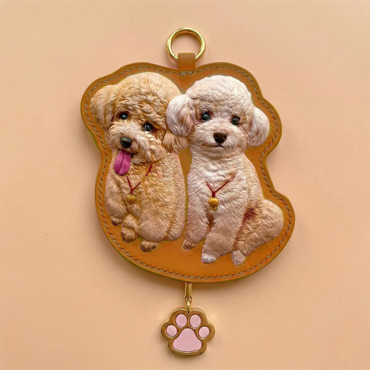 Custom Hand-Carved Leather Pet Portrait Keepsake