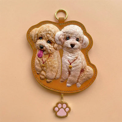 Custom Hand-Carved Leather Pet Portrait Keepsake