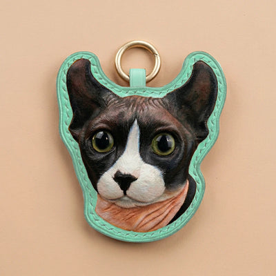 Custom Hand-Carved Leather Pet Portrait Keepsake