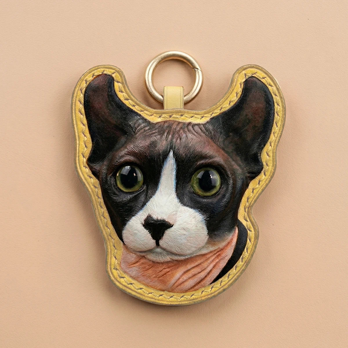 Custom Hand-Carved Leather Pet Portrait Keepsake