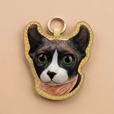 Custom Hand-Carved Leather Pet Portrait Keepsake