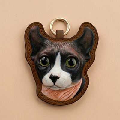 Custom Hand-Carved Leather Pet Portrait Keepsake