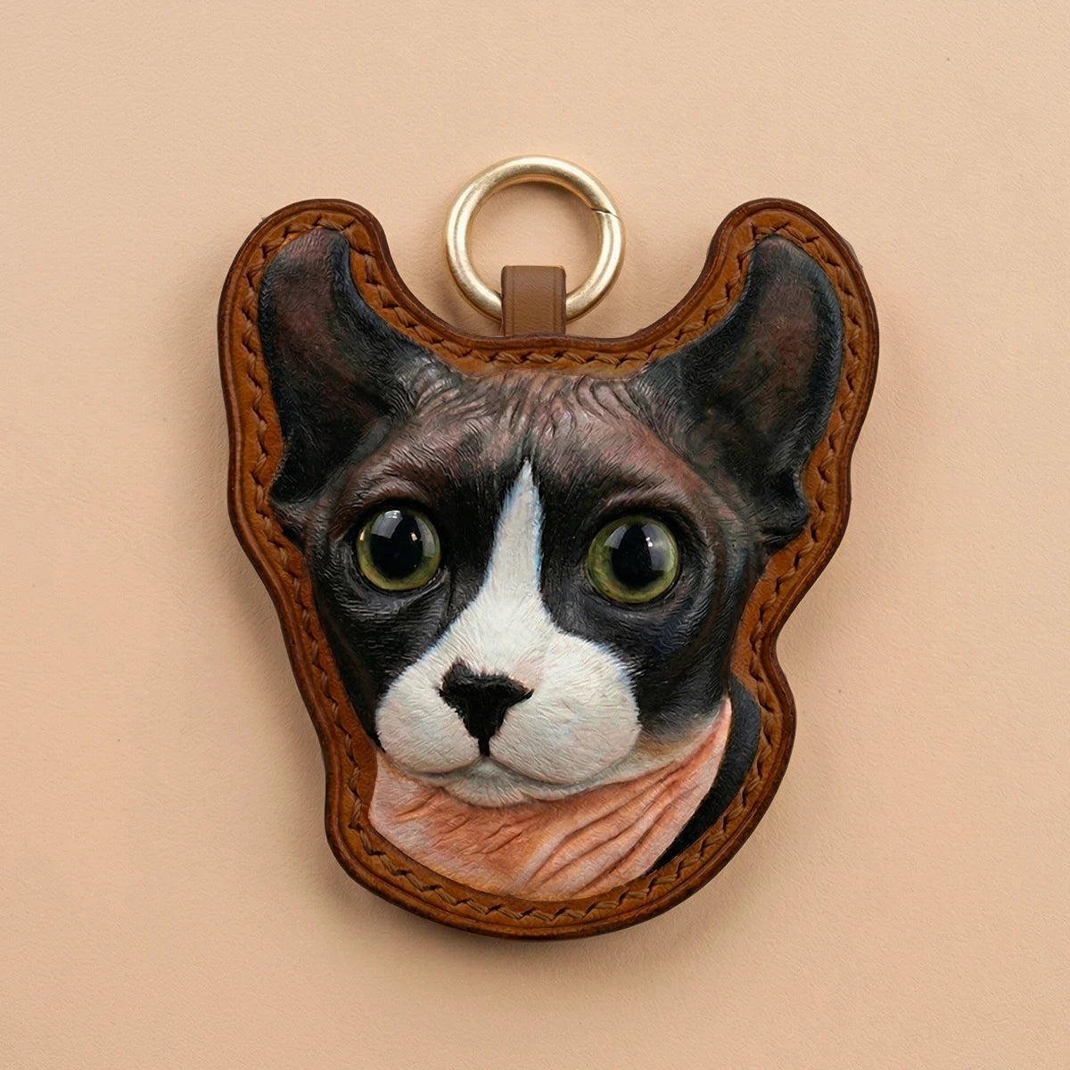 Custom Hand-Carved Leather Pet Portrait Keepsake