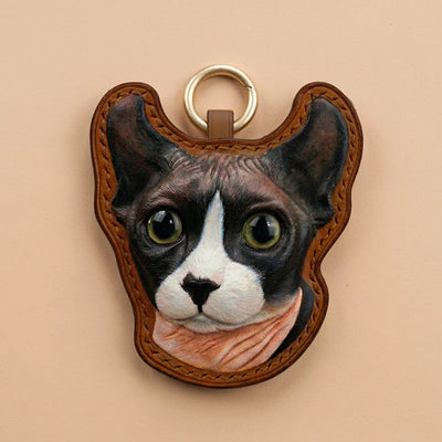 Custom Hand-Carved Leather Pet Portrait Keepsake