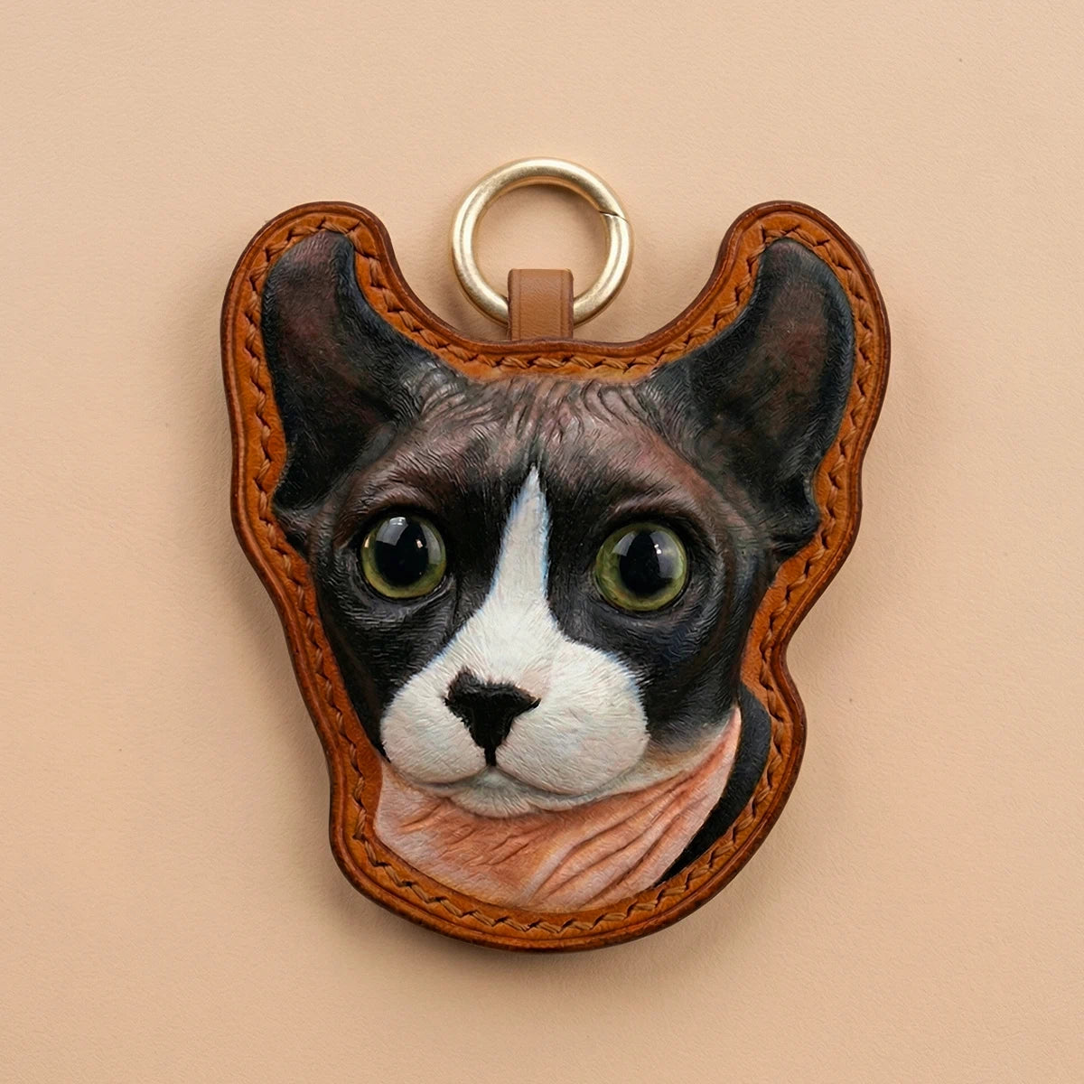 Custom Hand-Carved Leather Pet Portrait Keepsake