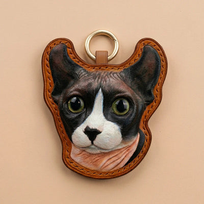Custom Hand-Carved Leather Pet Portrait Keepsake