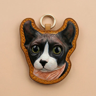 Custom Hand-Carved Leather Pet Portrait Keepsake