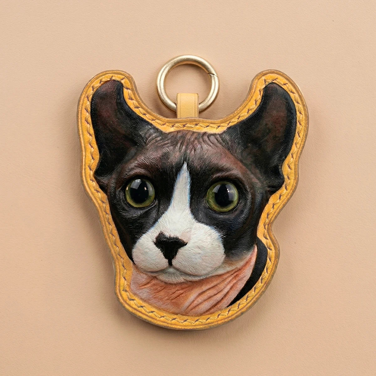 Custom Hand-Carved Leather Pet Portrait Keepsake