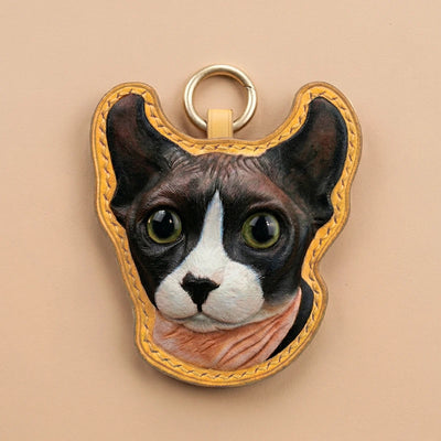 Custom Hand-Carved Leather Pet Portrait Keepsake