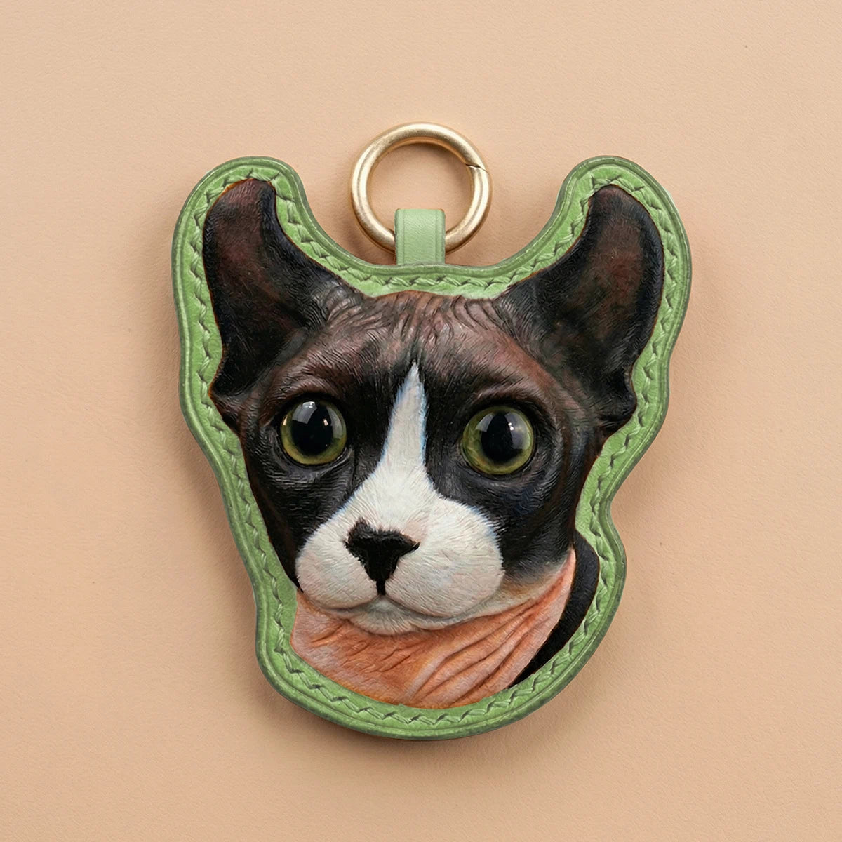 Custom Hand-Carved Leather Pet Portrait Keepsake
