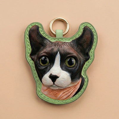Custom Hand-Carved Leather Pet Portrait Keepsake