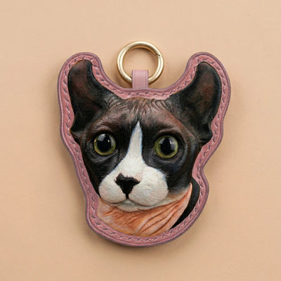 Custom Hand-Carved Leather Pet Portrait Keepsake