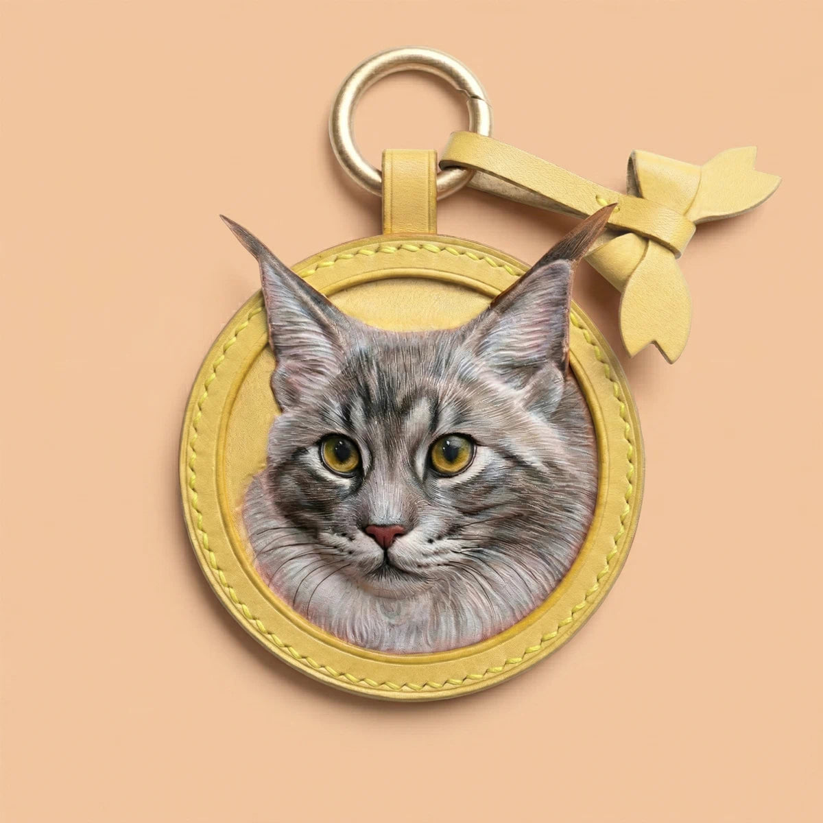 Custom Hand-Carved Leather Pet Portrait Keepsake