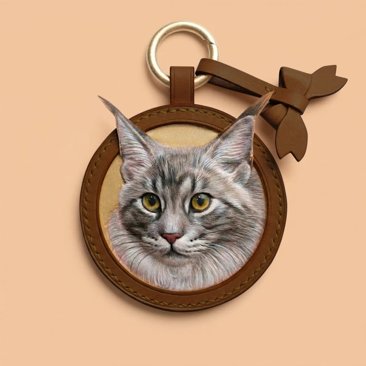 Custom Hand-Carved Leather Pet Portrait Keepsake