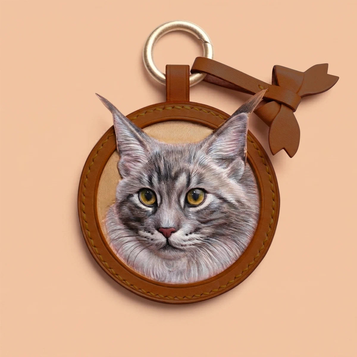 Custom Hand-Carved Leather Pet Portrait Keepsake