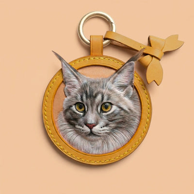 Custom Hand-Carved Leather Pet Portrait Keepsake